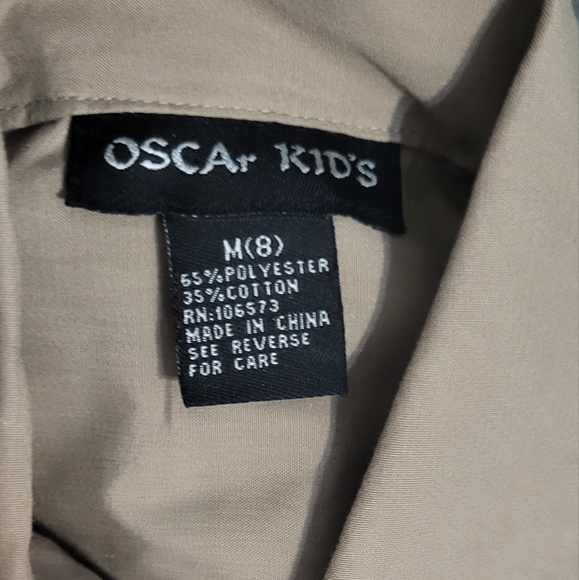 Oscar Kids NWT Boys Brown Short Sleeve Button Up Shirt Size Medium (8) - Picture 4 of 6